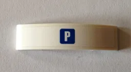 Slope, Curved 4 x 1 x 2/3 Double with White 'P' in Blue Square Pattern (Sticker) - Set 40170