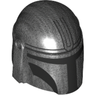 Lego Helmet Mandalorian with Holes, Black Visor Print (Din Djarin) / Pearl Titanium