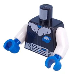 Torso Space Suit, White Fur Color, Ice Planet Logo, Silver Belt Print, White Arms, Blue Hands / Black