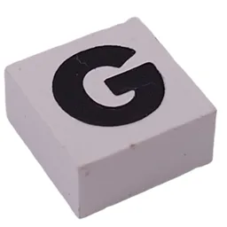 Modulex Tile 2 x 2 with Black 'G' Print, without Internal Supports