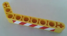 Technic, Liftarm, Modified Bent Thick 1 x 9 (7 - 3) with Red and White Danger Stripes Pattern Model Left (Sticker) - Set 8053