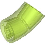 Lego Brick Round 2 x 2 D. Tube with 45° Elbow and Axle Holes (Crossholes) at Each End [SHORT] / Trans-Bright Green