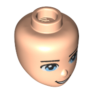 Lego Minidoll Head, Light Blue Eyes and Open Mouth / Light Nougat