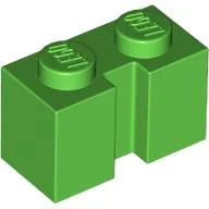 Brick Special 1 x 2 with Groove / Bright Green