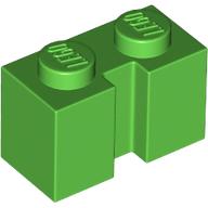 Lego Brick Special 1 x 2 with Groove / Bright Green