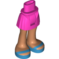 Lego Minidoll Hips and Short Skirt with Nougat Legs, Dark Azure Sandals / Dark Pink