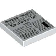 Lego Tile 2 x 2 with Gotham Gazette "Kneel before Zod in Poll" Paper print
