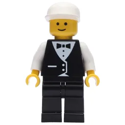 Man, Black Suit and Bow Tie, White Cap
