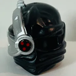 Wrap with Cyborg Eyepiece and Triple Red Sensor on Silver Background Print / Black