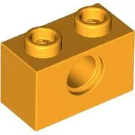 Technic Brick 1 x 2 [1 Pin Hole] / Bright Light Orange