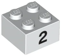 Brick 2 x 2 with Black "2" Print