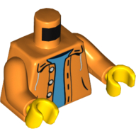 Lego Torso Jacket with Hood over Light Blue Sweater Print, Orange Arms, Yellow Hands / Orange