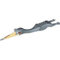 Lego Animal Body Part, Dinosaur Torso and Head, Quetzalcoatlus with Tan Beak, Dark Orange Spots, Eyes print / Sand Blue