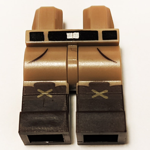 Lego Hips with Dark Tan Legs and Dark Brown Boots Pattern with Pockets, Knee Pads print / Dark Tan