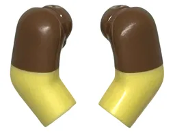 Arm, (Matching Left and Right) Pair with Molded Medium Brown Short Sleeves  Pattern / Bright Light Yellow