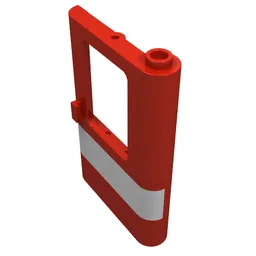 Door 1 x 4 x 5 Train Right with White Stripe Print / Red