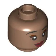 Minifig Head Tiana, Black Eyebrows, Nougat Eyeshadow, Dark Red Lips, Open Mouth/Close Mouth Print / Medium Brown