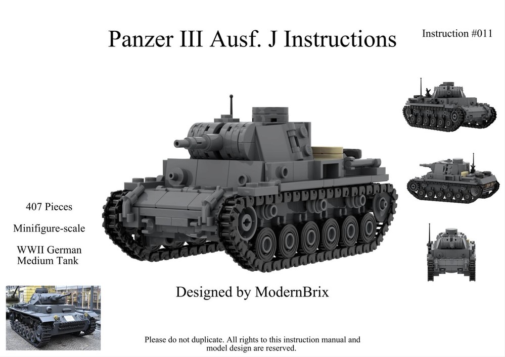 Lego WWII Panzer III Ausf J Custom Building Instructions