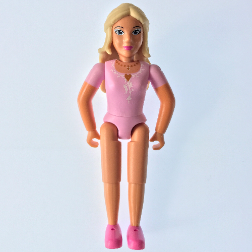 Lego Belville Figure Fixed Elbows, Female, Tan Hair, Dark Pink Shoes, Pink Top (Princess) / [No Color/Any Color]