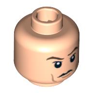 Lego Minifig Head Lucius Malfoy, Dual Sided, Death Eater Mask with White Swirls / Raised Eyebrows Print [Blocked Open Stud] / Light Nougat