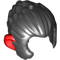 Lego Hair and Sideburns, with Red Ears Print / Black