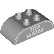 Duplo Brick 2 x 4 Curved Top with 'TOW MATER' Print / Light Bluish Gray