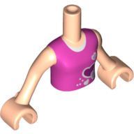 Lego Minidoll Torso Girl with Dark Pink Top with Hearts and White Undershirt Print, Light Nougat Arms with Hands / Light Nougat