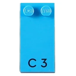 Braille Brick 2 x 4 with 2 Studs ⠉ and 'C 3' Print / Dark Azure