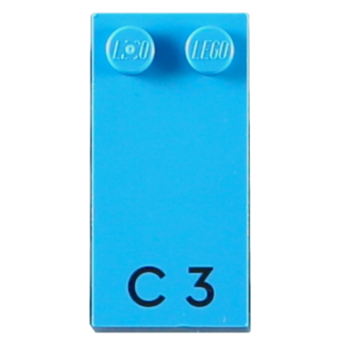 Lego Braille Brick 2 x 4 with 2 Studs ⠉ and 'C 3' Print
