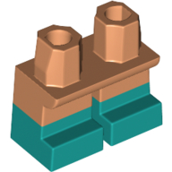 Lego Legs Short with Dark Turquoise Feet Pattern [Multi Color Injection] / Nougat