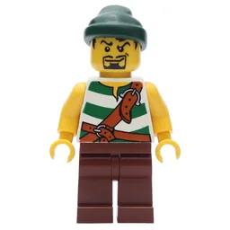 Pirate - Green Stripes, Reddish Brown Legs, Dark Green Bandana, Black Beard