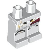 Lego Hips and White Legs with Night Trooper Armor, Tan Cracks, Dark Red Strap print / White