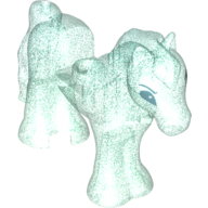 Lego Animal, Horse with 1 x 1 Cut Out with Stud and Blue Eyes print / Opal Trans-Light Blue