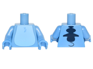 Lego Torso Alien with Bright Light Blue Stomach, Dark Blue Spine Fins and Tail on Back Pattern / Medium Blue Arms / Medium Blue Hands