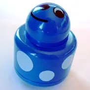 Primo Brick 1 x 1 with Round Rattle, Smiling Face, and White Spots Print