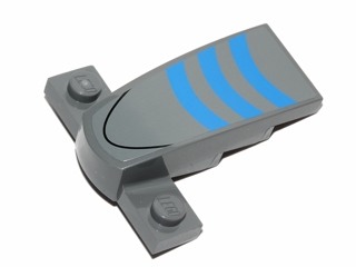 Lego Wedge 4 x 2 x 1 1/3 with 1 x 4 Base with Blue Stripes and Black Curved Line Pattern (Sticker) - Set 75012