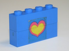 Lego Stickered Assembly 4 x 1 x 2 with Pink and Yellow Heart Pattern (Sticker) - Set 275-1