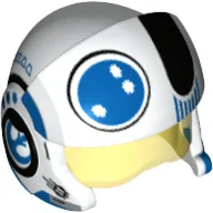 Helmet with Visor Rebel Pilot, Cheek Protectors, Trans-Yellow Visor and Blue and Black Details Print / White