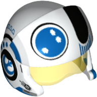 Lego Helmet with Visor Rebel Pilot, Cheek Protectors, Trans-Yellow Visor and Blue and Black Details Print / White