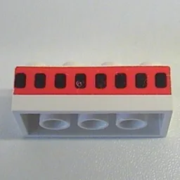 Brick 2 x 4 with Plane Windows 8 in Thick Red Stripe Print