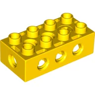 Duplo Toolo Brick 2 x 4 with Holes on Sides and Top and 1 Screw in Top / Yellow