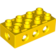 Lego Duplo Toolo Brick 2 x 4 with Holes on Sides and Top and 1 Screw in Top / Yellow