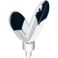 Lego Headwear Accessory Plume / Feathers with Pin and Black Tip on One Side Only Print