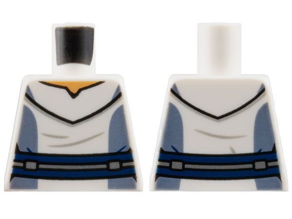 Lego Torso SW Uniform, Sand Blue Panels, Dark Blue and Silver Belt, Nougat Neck Pattern