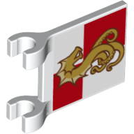 Lego Flag 2 x 2 Square [Thick Clips] with Sea Serpent on Red and White Checkered Background Print