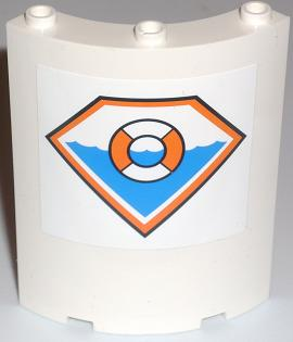 Lego Cylinder Quarter 4 x 4 x 6 with Coast Guard Logo Pattern (Sticker)