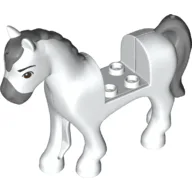 Animal, Horse with 2 x 2 Cutout, Black Eyes, Light Bluish Grey Nose, Mane and Tail Print / White