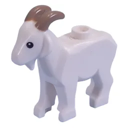 Animal, Goat with Dark Tan Horns Print / White