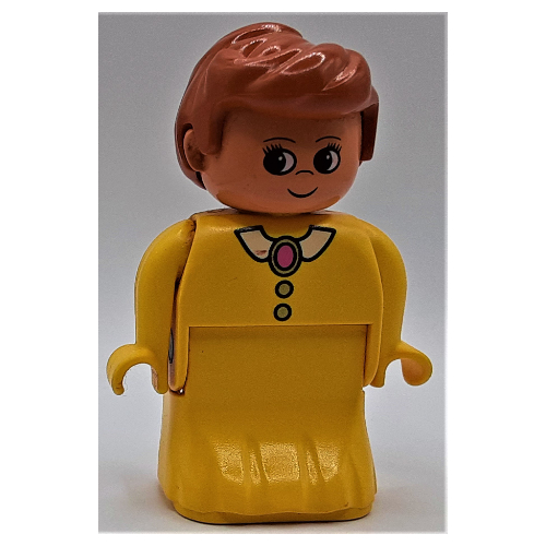 Lego Duplo Figure, Early, Dress Yellow, White Collar and Buttons Print / Yellow