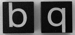 Modulex, Tile 2 x 2 (no Internal Supports) with White Lowercase Letter b / q Pattern